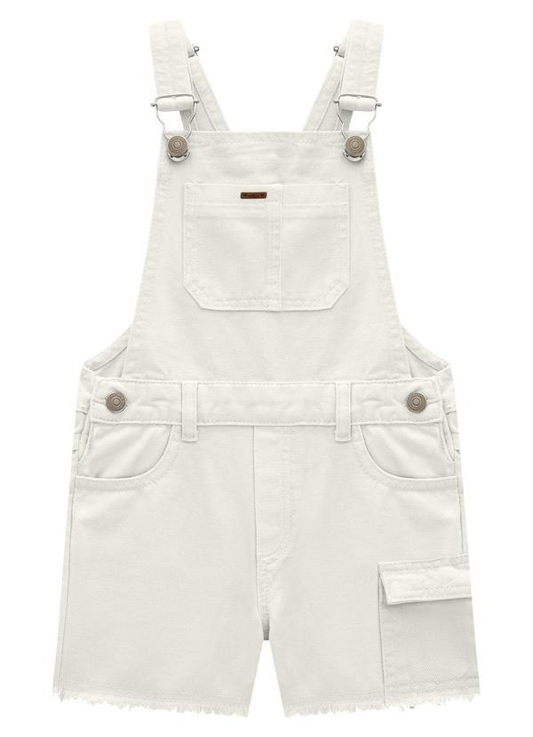 Vista 2 Jardineira Infantil Menina Jeans Off White Milon Milon