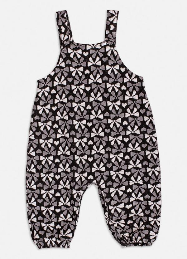 Vista 2 Jardineira Jacquard com Laços Preto Momi Momi