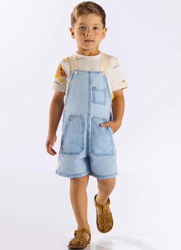 Vista 2 Jardineira Jeans Unissex Infantil Azul Up Baby Up Baby