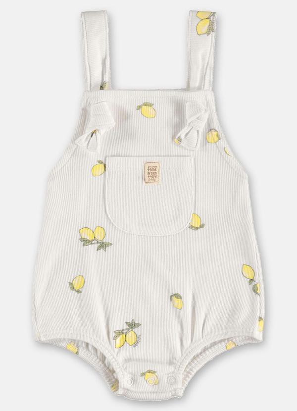 Vista 2 Jardineira Unissex Bebê em Ribana Up Baby Branco Up Baby
