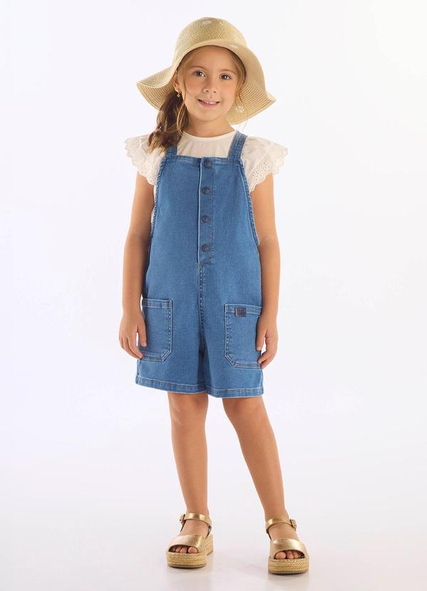 Vista 2 Jardineira Unissex Infantil em Jeans Up Baby Azul Up Baby