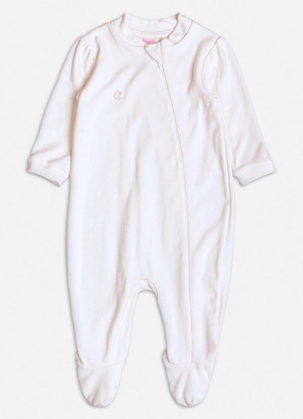 Macacão Básico de Zíper Off White Branco