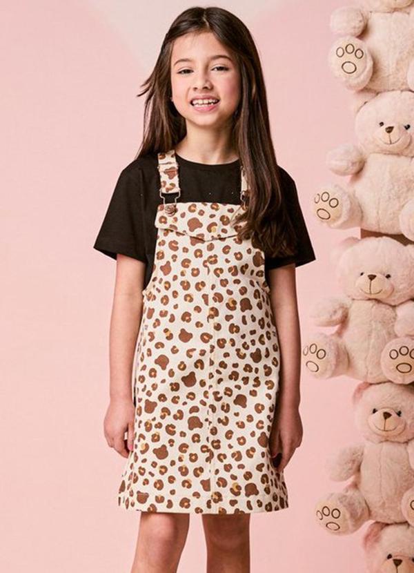 Salopete Infantil Menina de Sarja Bear Print