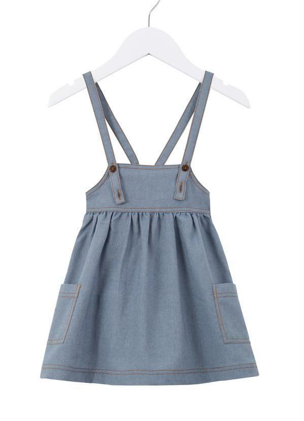Vista 2 Salopete Jeans de Menina Azulzim Azul Fabula Fabula