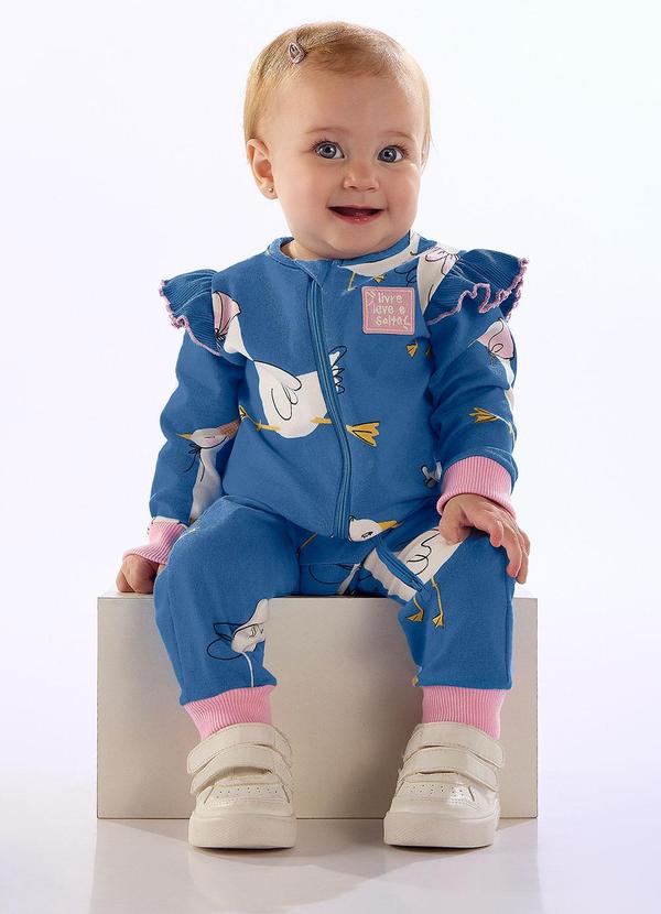 Macacão Bebê Cotton Duquesa Azul