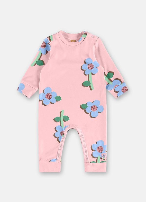 Macacão Bebê Estampa Flores Rosa