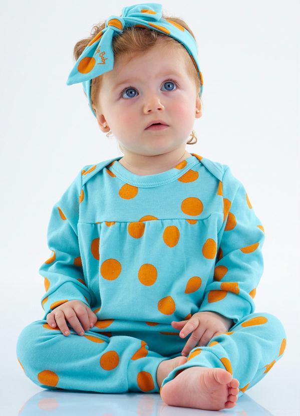 Macacão Bebê Menina e Faixa Azul