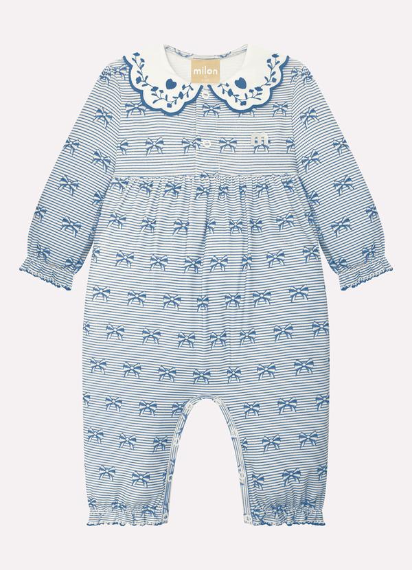 Macação Bebê Menina Laço Off White