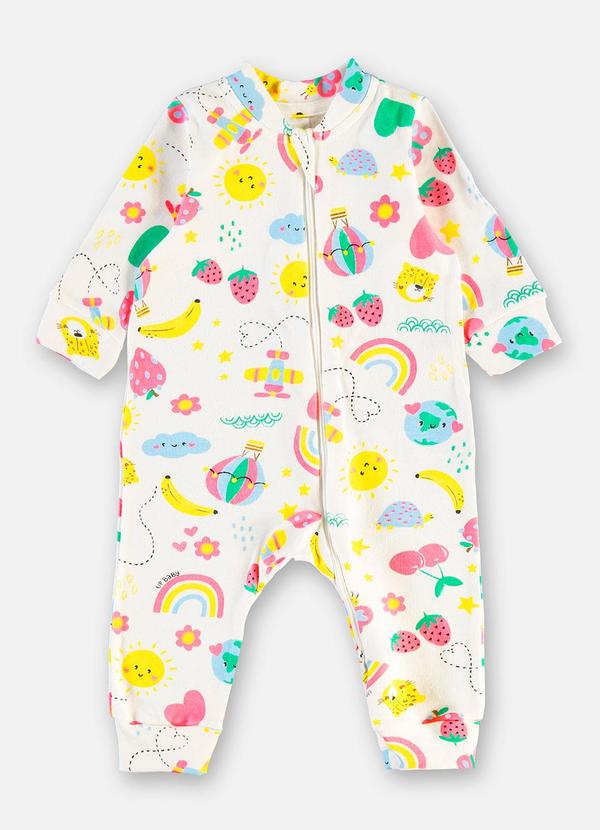 Macacão Bebê Menina Zíper Estampado