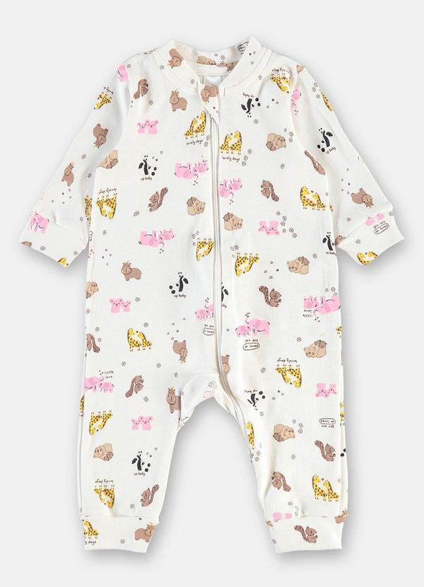 Macacão Bebê Menina Zíper Estampado