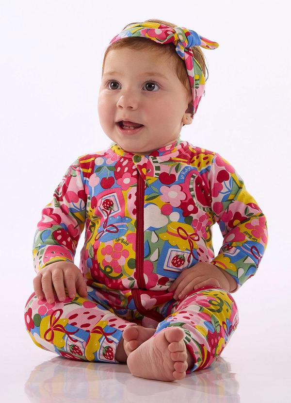 Macacão Bebê Menina Zíper Estampado
