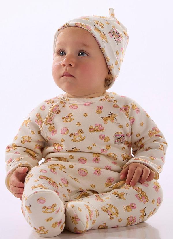 Macacão Bebê Suedine Pezinho Estampado