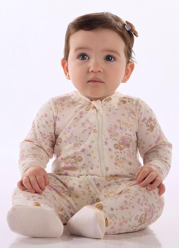 Macacão Bebê Suedine Zíper Estampado