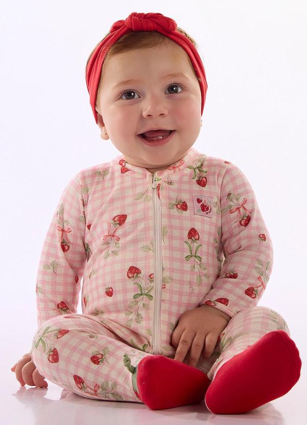 Macacão Bebê Suedine Zíper Estampado
