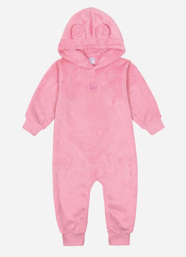 Macacão com Orelhinha Bebê Menina Rosa