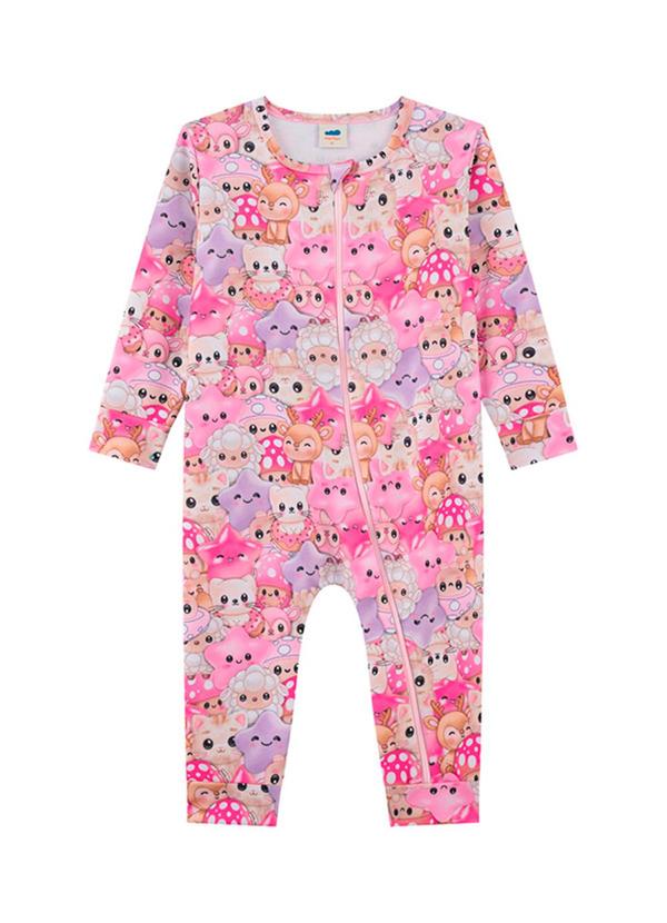 Macacão em Molecotton Minhas Pelúcias Rosa
