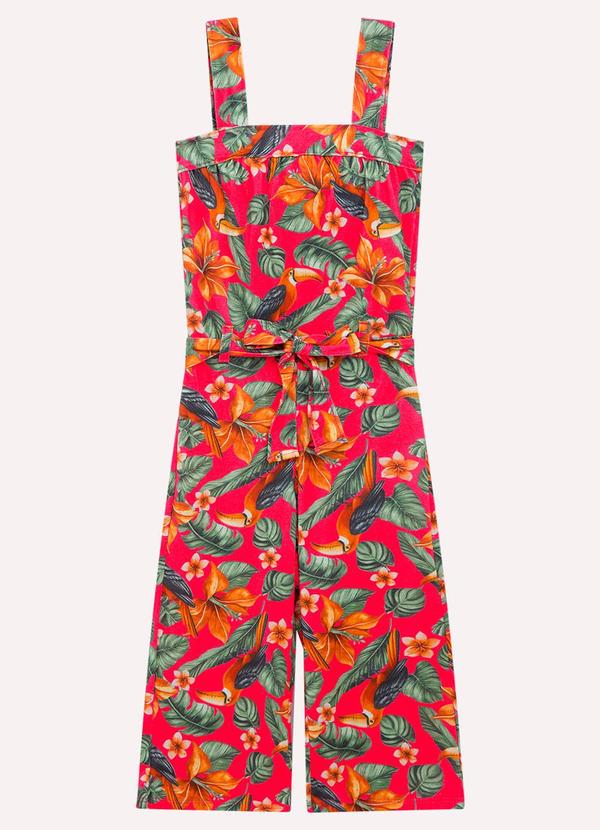 Macação Infantil Menina Tropical Rosa