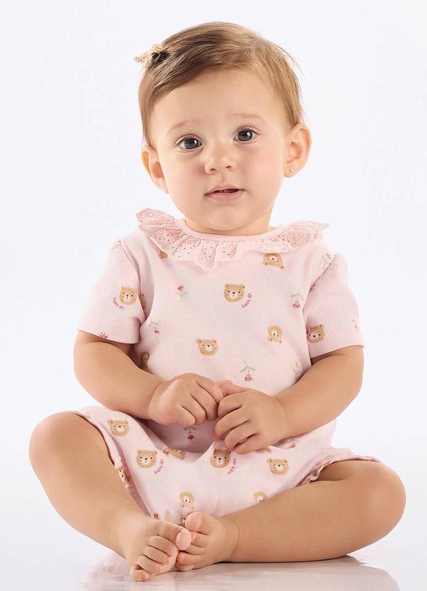 Macaquinho Bebê Menina Suedine Comfy Rosa