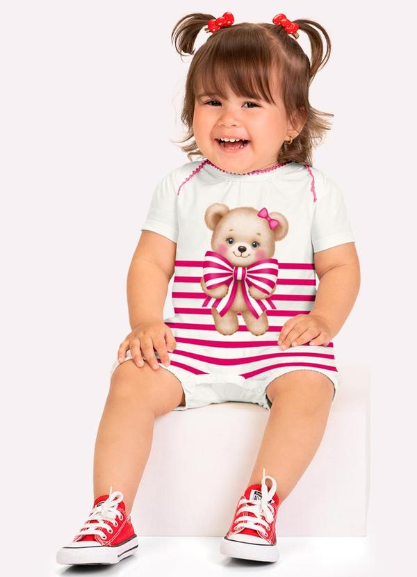 Macaquinho Bebê Menina Ursinho Branco