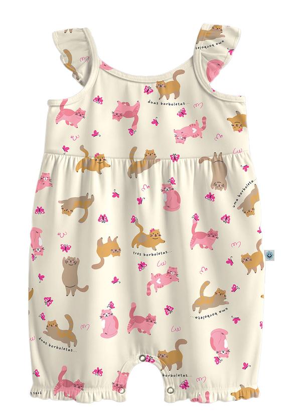 Macaquinho Gatinhos em Cotton Off White