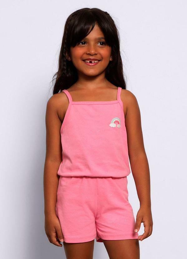 Macaquinho Infantil Glitter Arco Íris Rosa