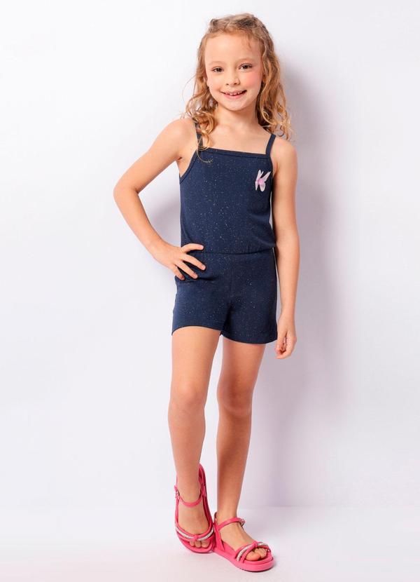 Macaquinho Infantil Glitter Borboleta Marinho