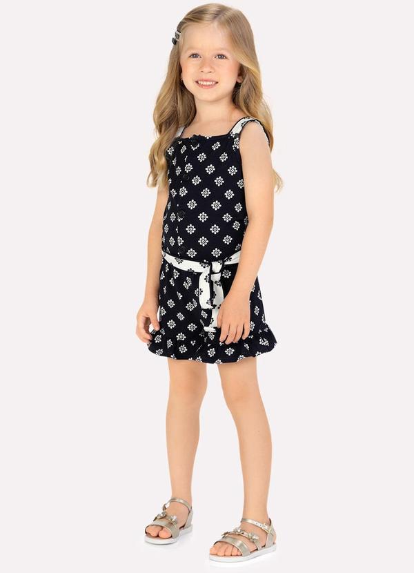 Macaquinho Infantil Menina em Cotton Preto