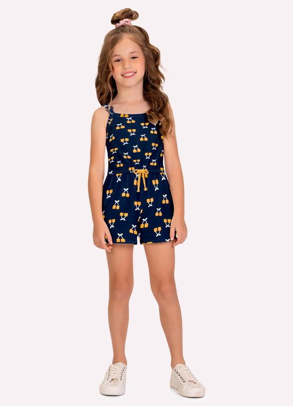 Macaquinho Infantil Menina Frutas Azul