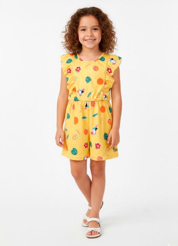 Macaquinho Infantil Menina Tropical Amarelo
