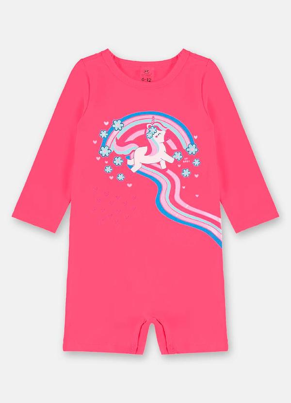Vista 2 Macaquinho Praia Malha Fps+50 Up Baby Rosa Up Baby
