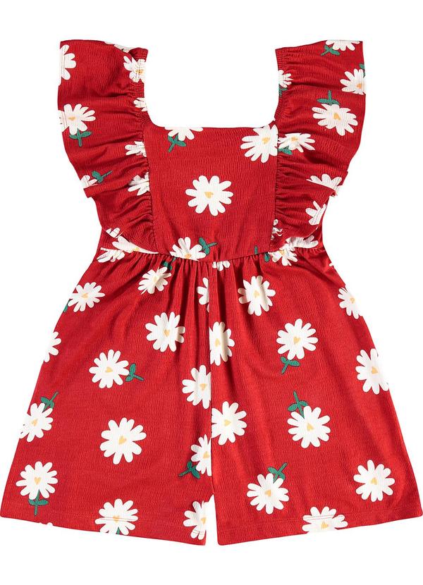 Vista 2 Macaquinho Visco Maquinetada Feminino Vermelho Rovi Kids Rovi Kids