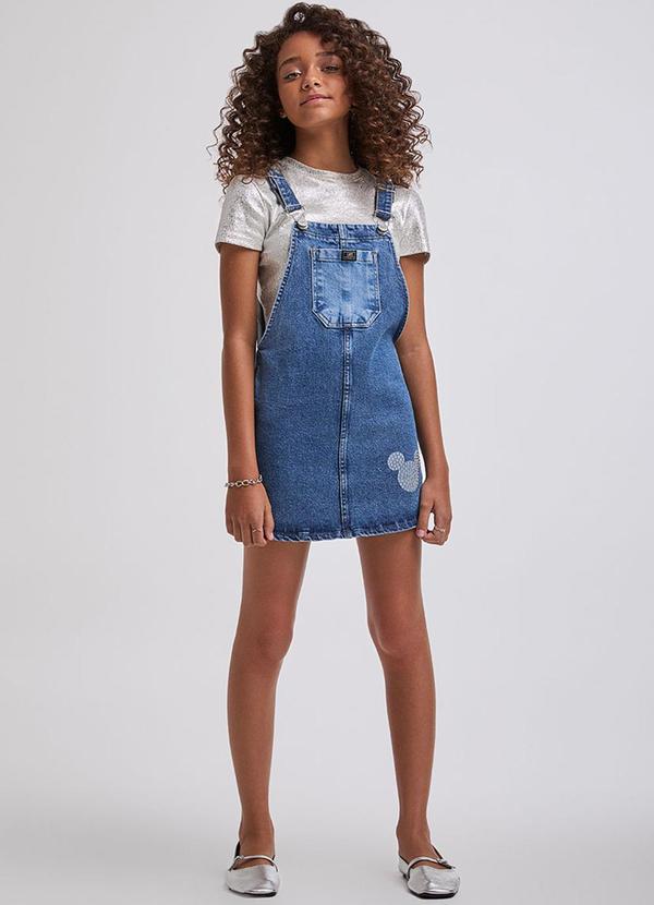 Vista 2 Salopete Jeans do Mickey com Strass Azul I Am I Am