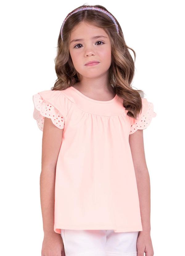Vista 2 Blusa Infantil Menina Babado Rosa Milon Milon