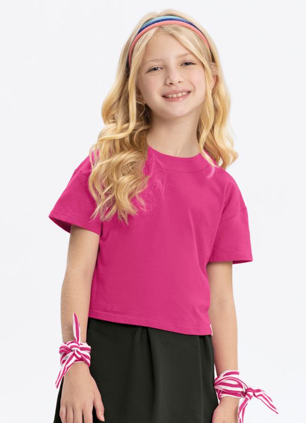 Blusa Infantil Menina de Mangas Curtas Rosa