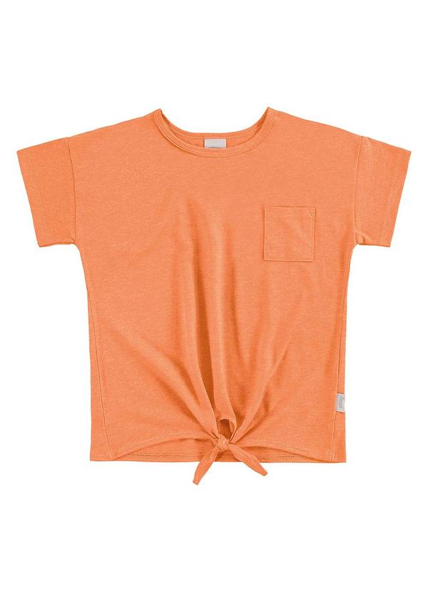 Vista 2 Blusa Infantil Menina em Malha Laranja Alakazoo Alakazoo