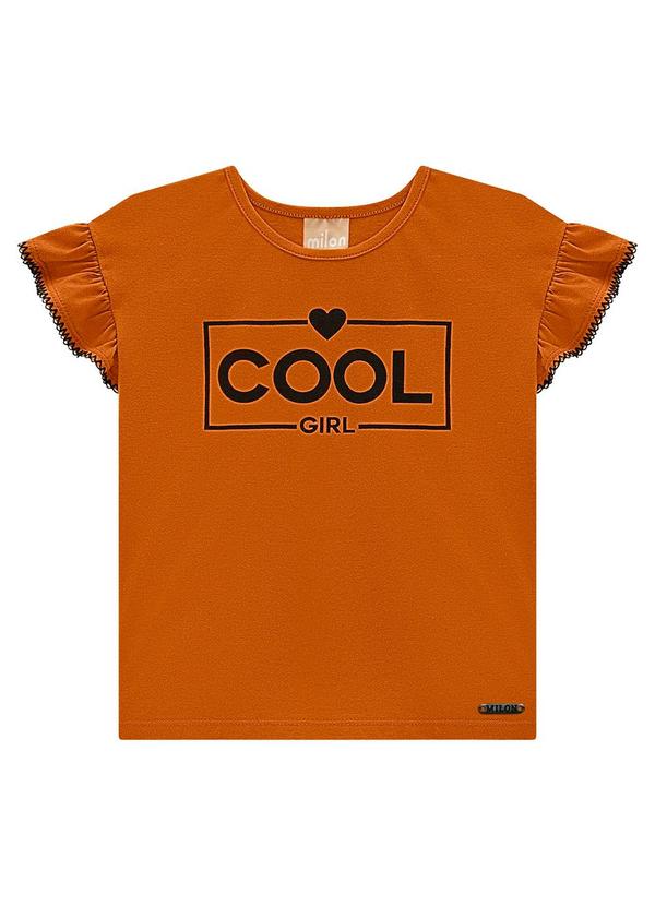 Vista 2 Blusa Infantil Menina Lettering Marrom Milon Milon