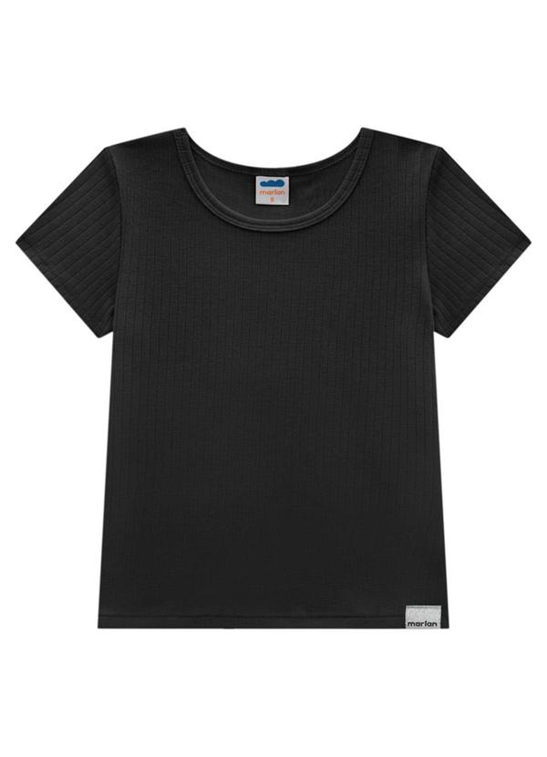 Vista 2 Blusa Menina em Canelado Preto Marlan Marlan