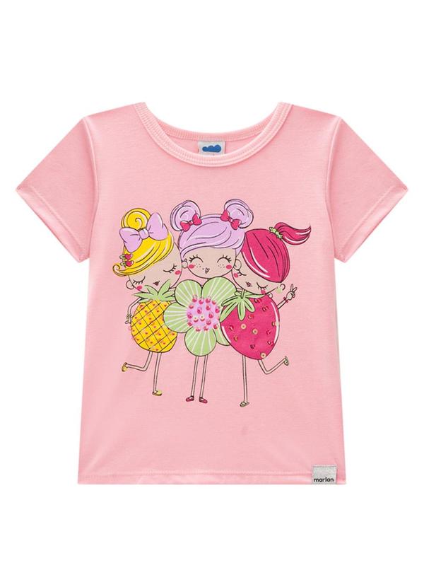Blusa Menina em Meia Malha Penteada Rosa