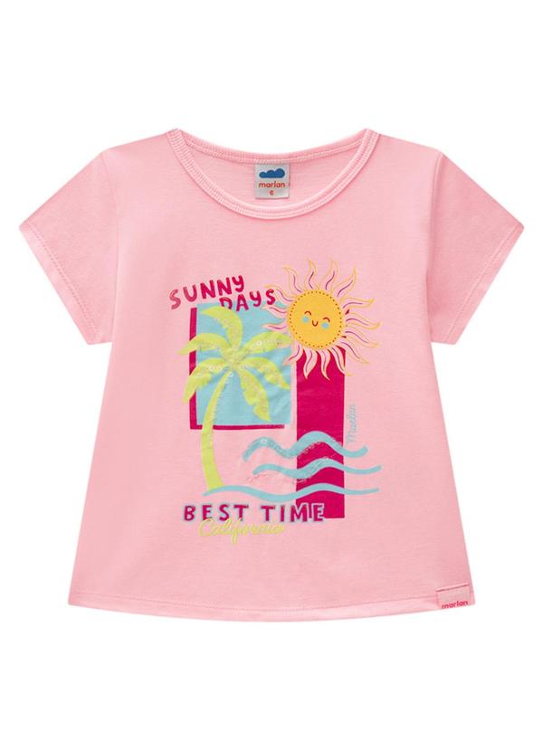 Blusa Menina em Meia Malha Penteada Rosa