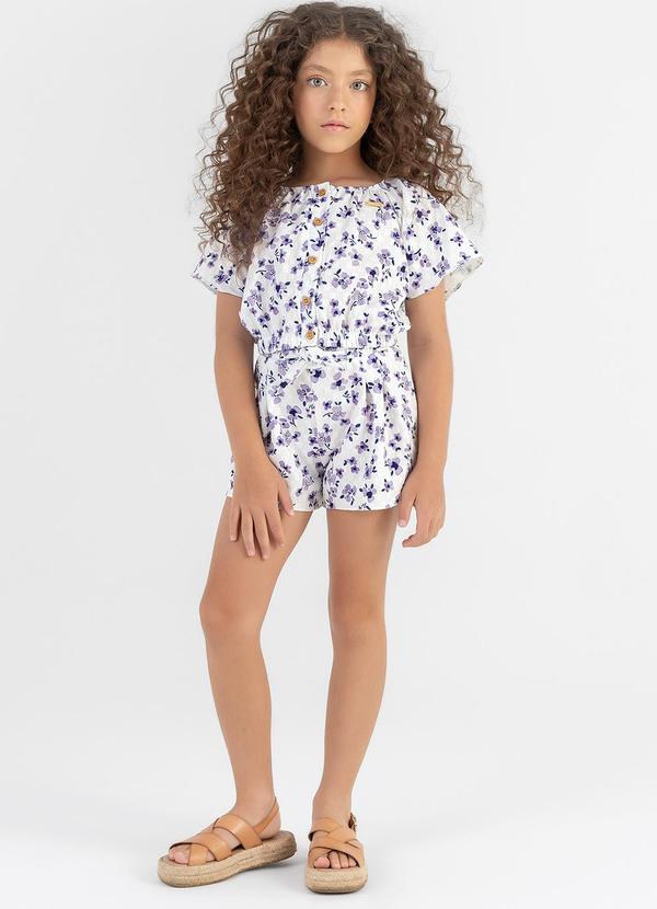 Conjunto Menina Infantil Blusa e Shorts Roxo