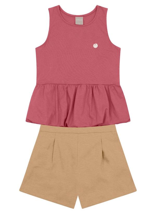 Vista 2 Conjunto Infantil Menina Balonê Rosa Brandili Mundi Brandili Mundi