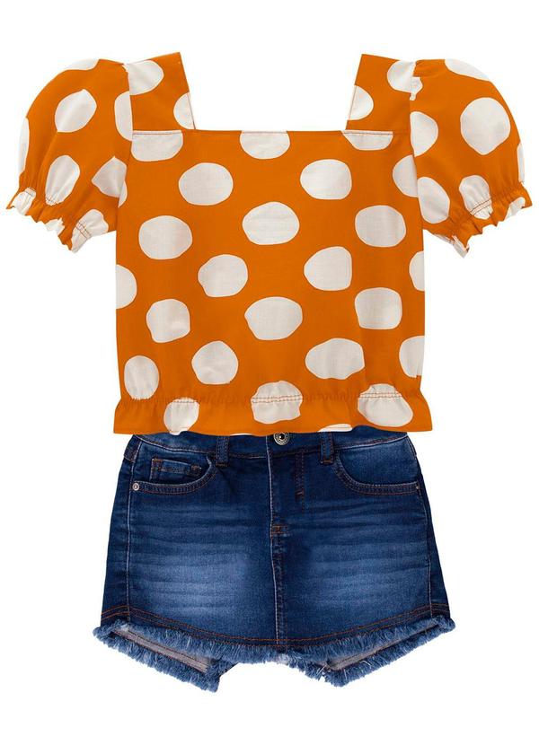 Vista 2 Conjunto Infantil Menina Bolinhas Amarelo Milon Milon