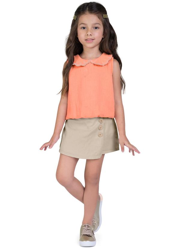 Vista 2 Conjunto Infantil Menina Bordado Laranja Milon Milon