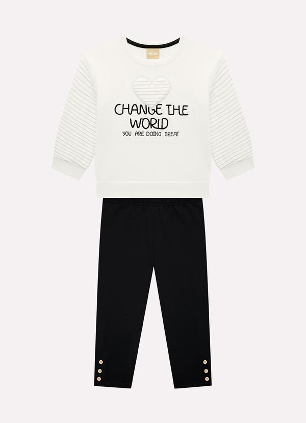 Conjunto Infantil Menina Bordado Off White