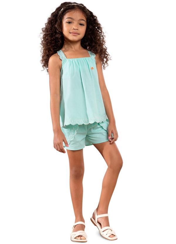 Conjunto Infantil Menina Bordado Verde