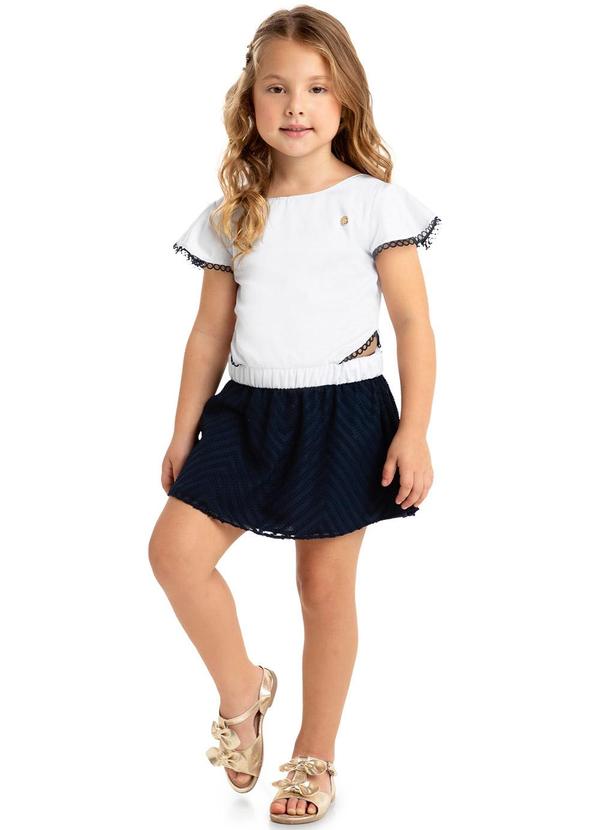 Vista 2 Conjunto Infantil Menina Branco Milon Milon