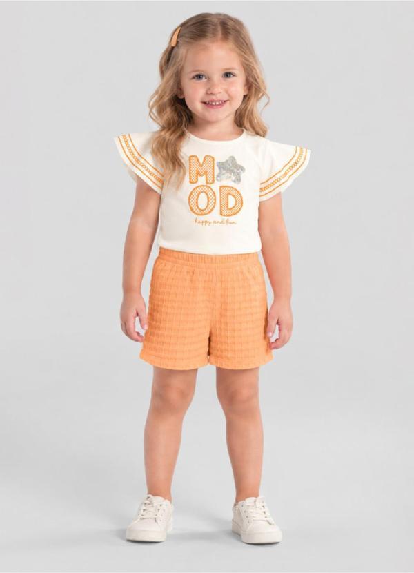 Conjunto Infantil Menina Brilhante Bege