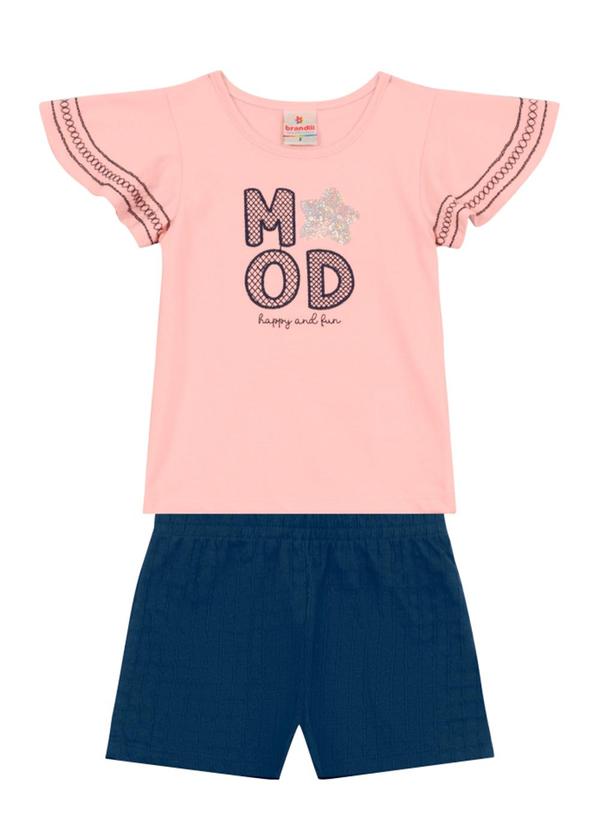 Vista 2 Conjunto Infantil Menina Brilhante Rosa Brandili Brandili