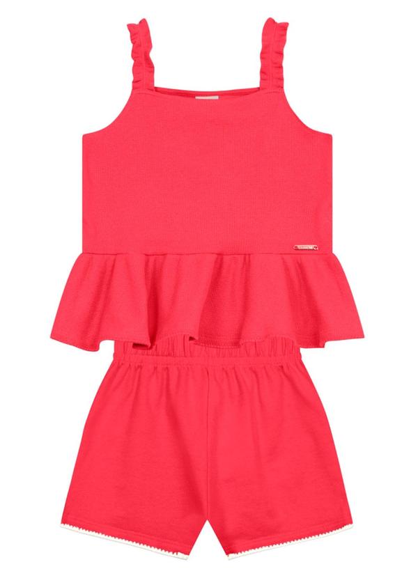 Conjunto Infantil Menina com Babado Vermelho