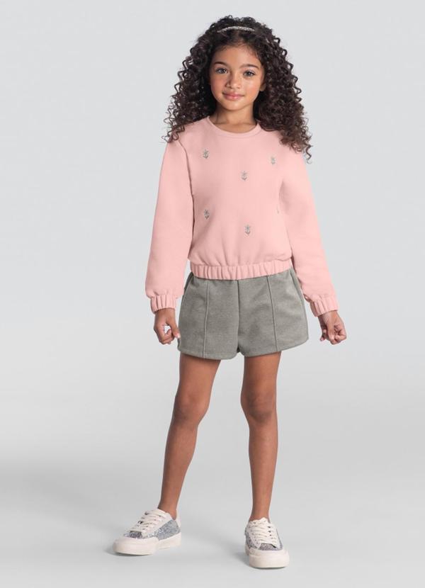 Conjunto Infantil Menina com Bordado Fino Rosa